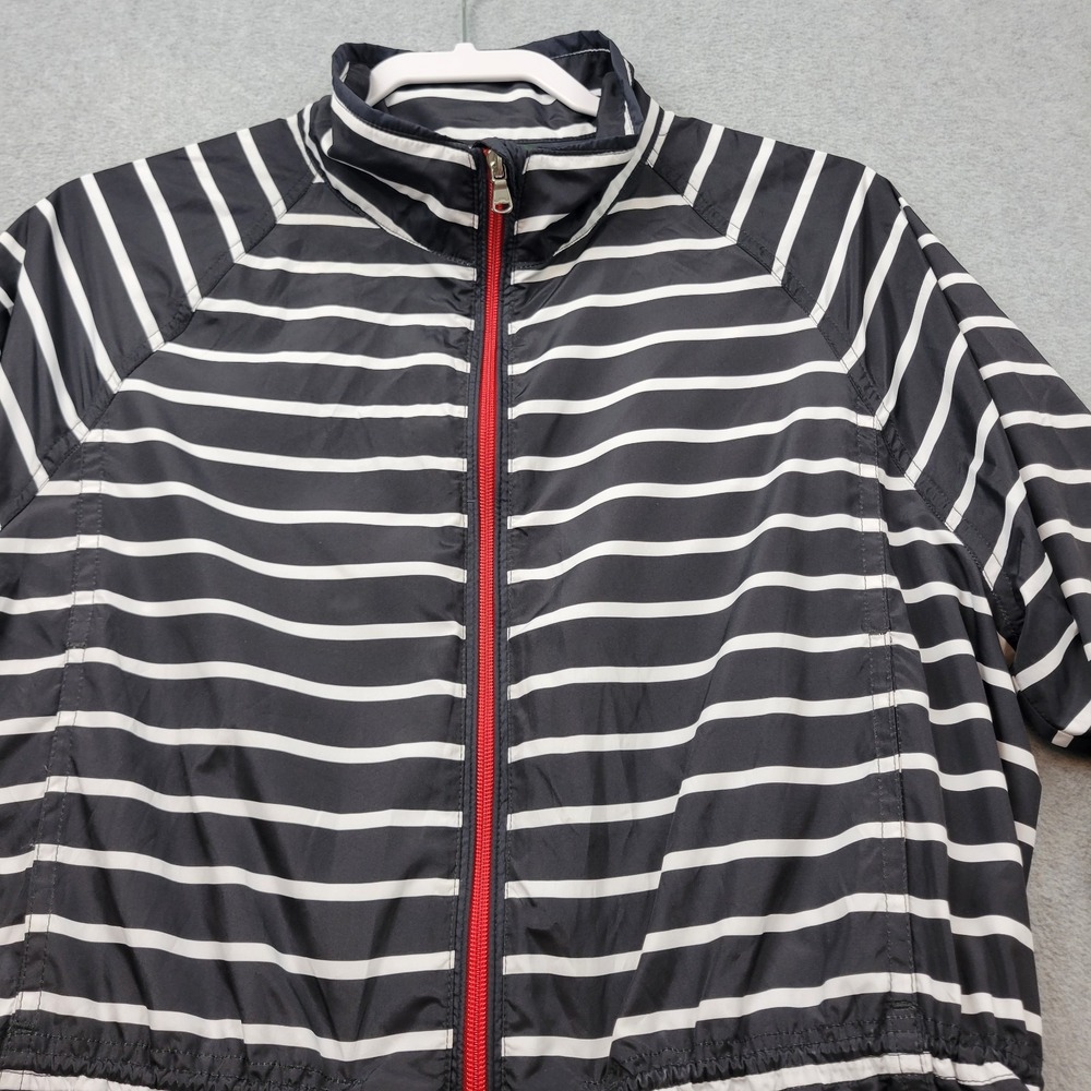 Vintage Lauren Ralph Lauren Active Jacket Womens L Black White Stripe Nautical - Picture 7 of 16